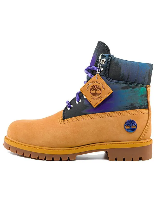 Кроссовки heritage 6 inch waterproof boot 'wheat nubuck with print' Timberland — изображение 1 из 4, желтый/фиолетовый/синий