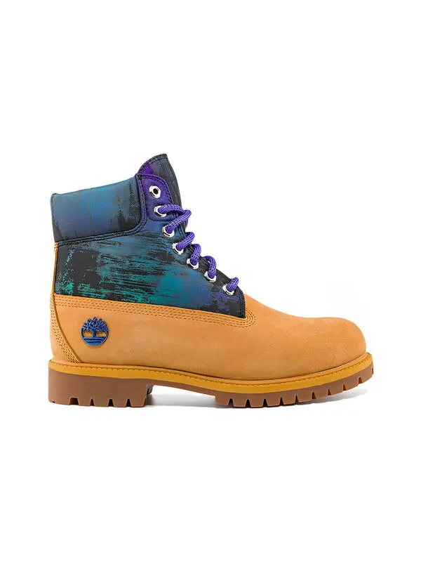 Кроссовки heritage 6 inch waterproof boot 'wheat nubuck with print' Timberland — изображение 2 из 4, желтый/фиолетовый/синий