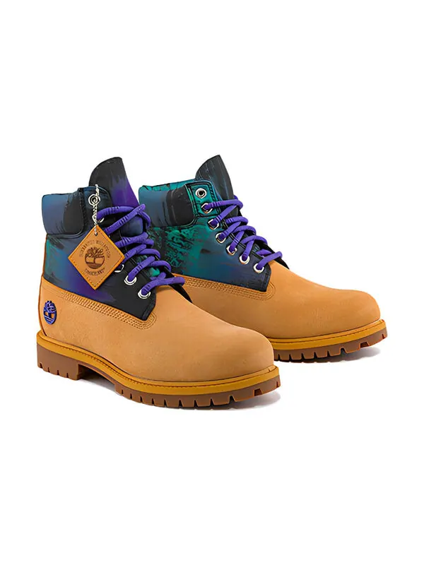 Кроссовки heritage 6 inch waterproof boot 'wheat nubuck with print' Timberland — изображение 4 из 4, желтый/фиолетовый/синий