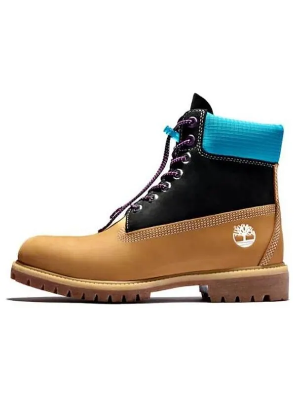 Кроссовки premium 6 inch wide fit waterproof boots 'wheat nubuck with black and blue collar' Timberland — изображение 1 из 4