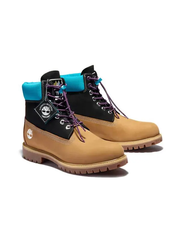 Кроссовки premium 6 inch wide fit waterproof boots 'wheat nubuck with black and blue collar' Timberland — изображение 3 из 4