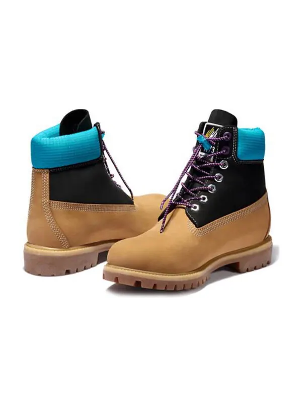 Кроссовки premium 6 inch wide fit waterproof boots 'wheat nubuck with black and blue collar' Timberland — изображение 4 из 4