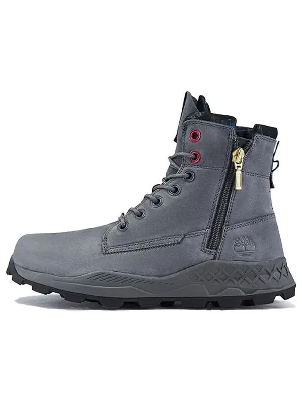 Кроссовки brooklyn side zip boots 'medium grey nubuck' Timberland — изображение 1 из 4, серый/черный/красный