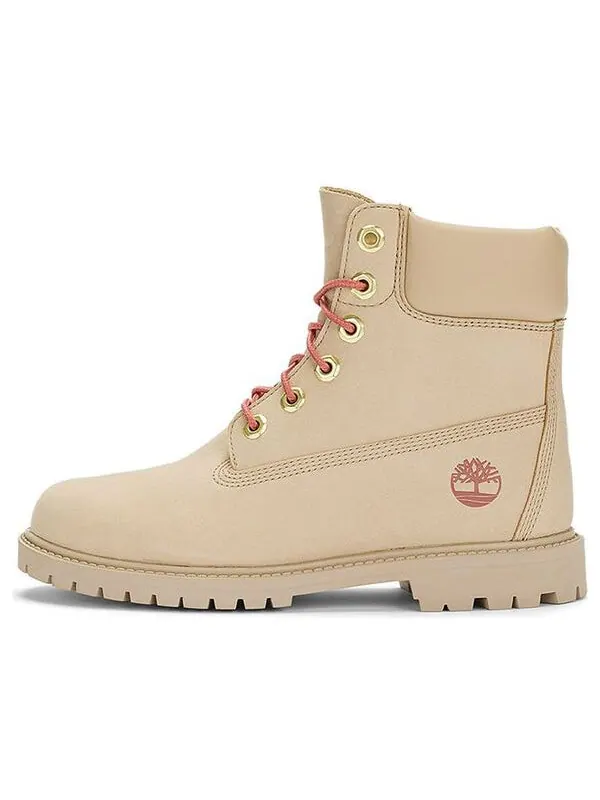 Кроссовки premium waterproof boots 'beige nubuck' Timberland — изображение 1 из 4, бежевый/розовый