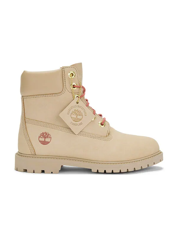 Кроссовки premium waterproof boots 'beige nubuck' Timberland — изображение 2 из 4, бежевый/розовый