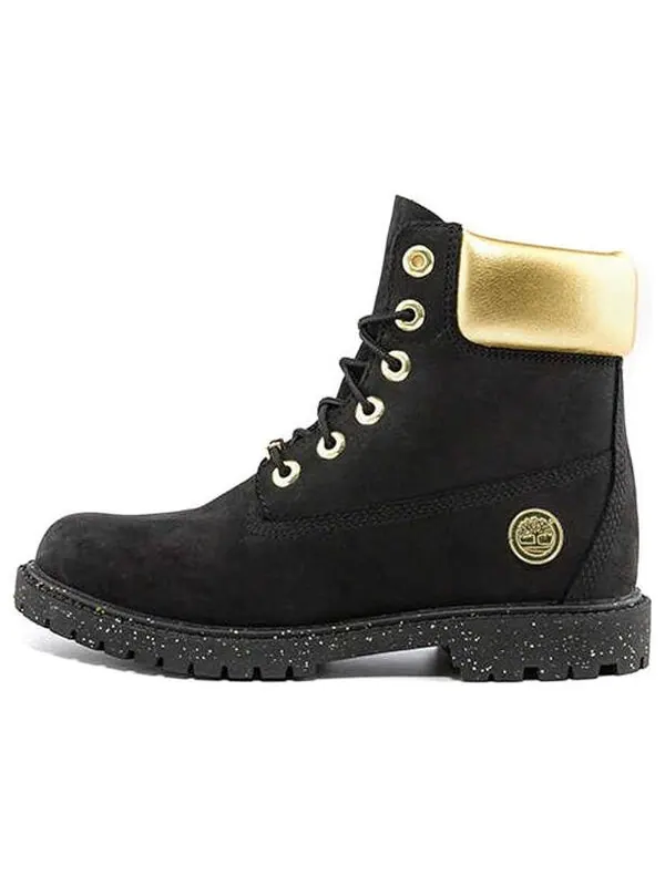 Кроссовки heritage 6 inch waterproof boots 'black nubuck with gold' Timberland — изображение 1 из 4, черный/золотистый