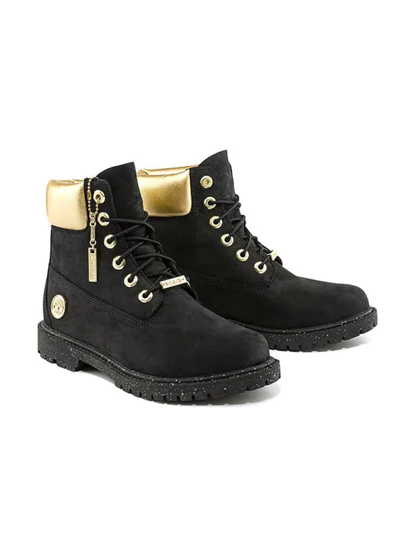 Кроссовки heritage 6 inch waterproof boots 'black nubuck with gold' Timberland — изображение 2 из 4, черный/золотистый