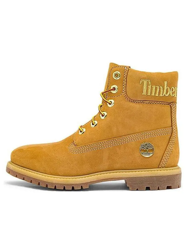 Кроссовки 6 inch premium waterproof boots 'wheat nubuck with gold logo' Timberland — изображение 1 из 4, желтый/золотистый