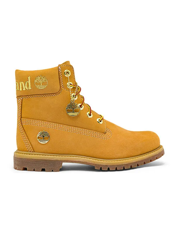 Кроссовки 6 inch premium waterproof boots 'wheat nubuck with gold logo' Timberland — изображение 2 из 4, желтый/золотистый