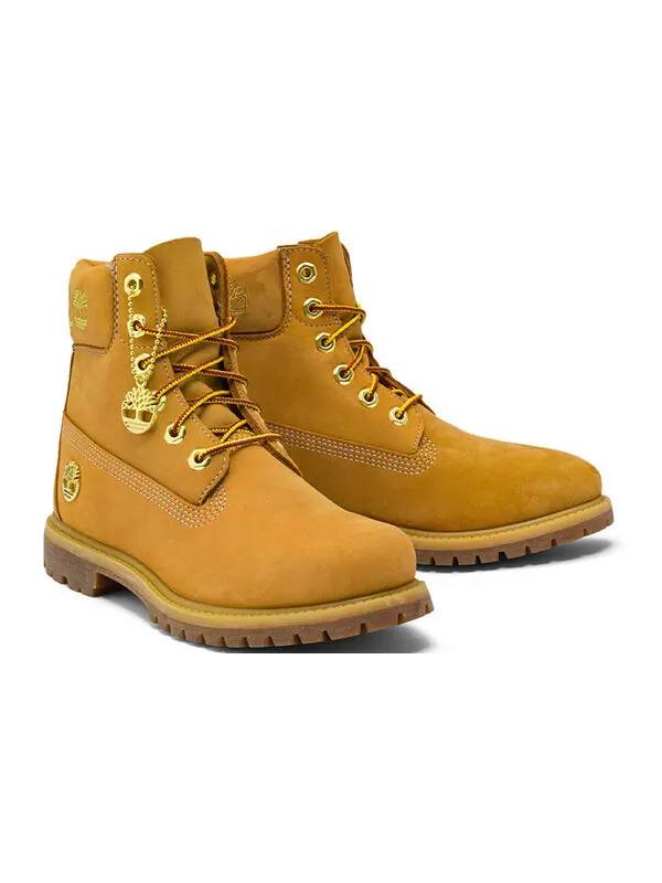 Кроссовки 6 inch premium waterproof boots 'wheat nubuck with gold logo' Timberland — изображение 4 из 4, желтый/золотистый