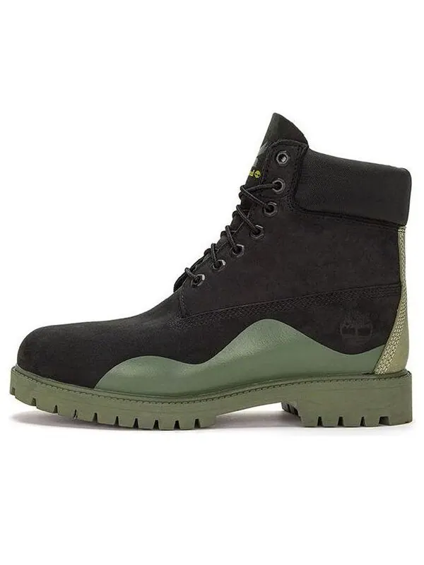 Кроссовки heritage 6 inch waterproof boot 'black nubuck with green' Timberland — изображение 1 из 4, черный/зеленый