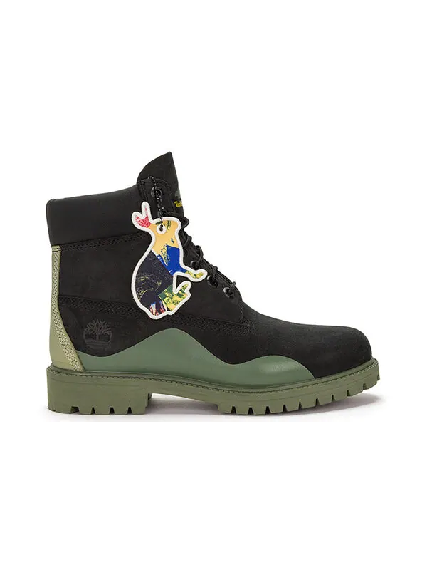 Кроссовки heritage 6 inch waterproof boot 'black nubuck with green' Timberland — изображение 2 из 4, черный/зеленый