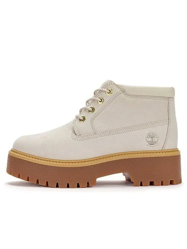 Кроссовки stone street mid lace up waterproof boots 'white nubuck' Timberland — изображение 1 из 4, белый/коричневый