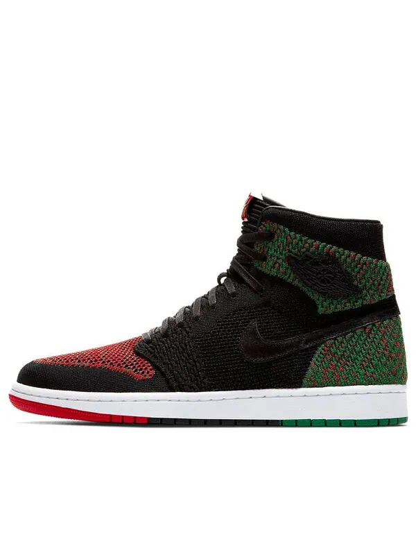Кроссовки 1 ретро высокие flyknit Air Jordan — изображение 1 из 4, черный/зеленый/красный