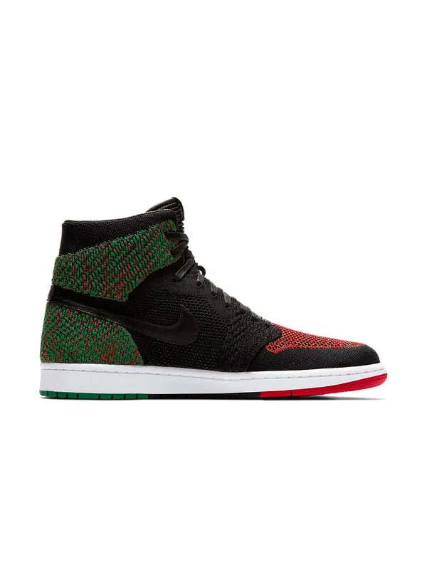 Кроссовки 1 ретро высокие flyknit Air Jordan — изображение 2 из 4, черный/зеленый/красный