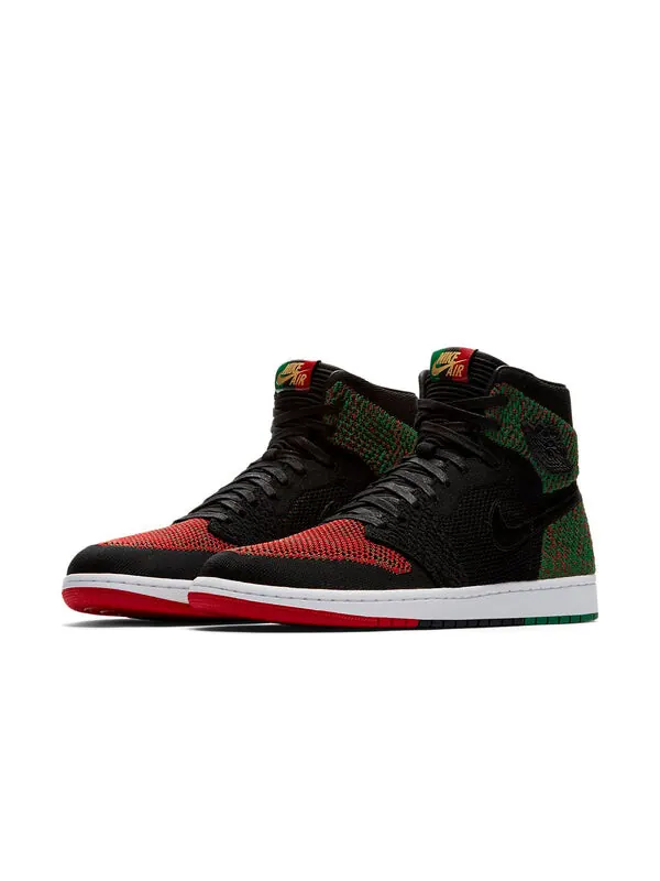 Кроссовки 1 ретро высокие flyknit Air Jordan — изображение 3 из 4, черный/зеленый/красный