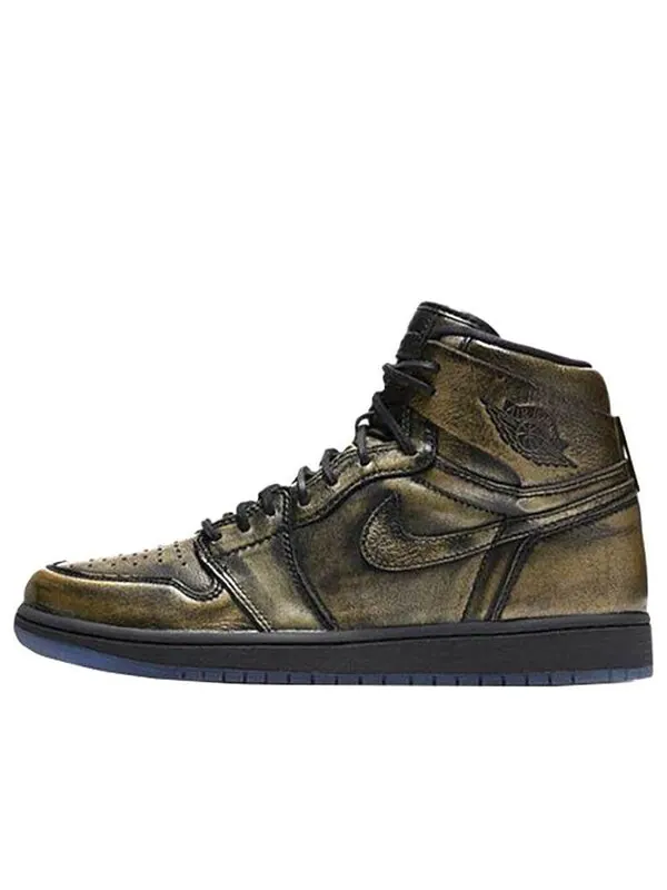 Кроссовки 1 ретро высокие og Air Jordan — изображение 1 из 4, черный/черный-золотистый