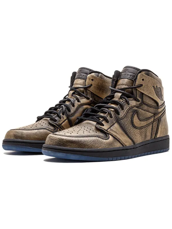 Кроссовки 1 ретро высокие og Air Jordan — изображение 2 из 4, черный/черный-золотистый