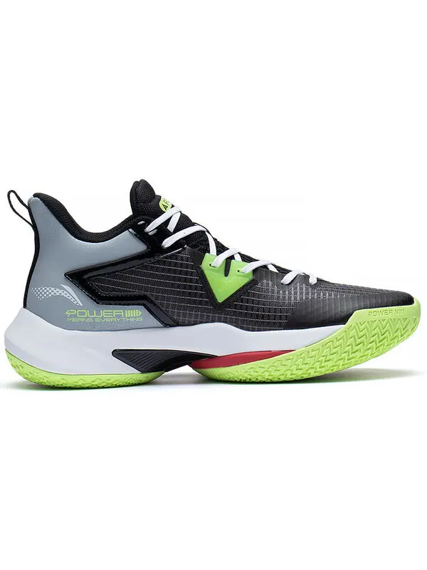 Кроссовки power 8 mid Li-Ning — изображение 2 из 4, черный/серый/зеленый