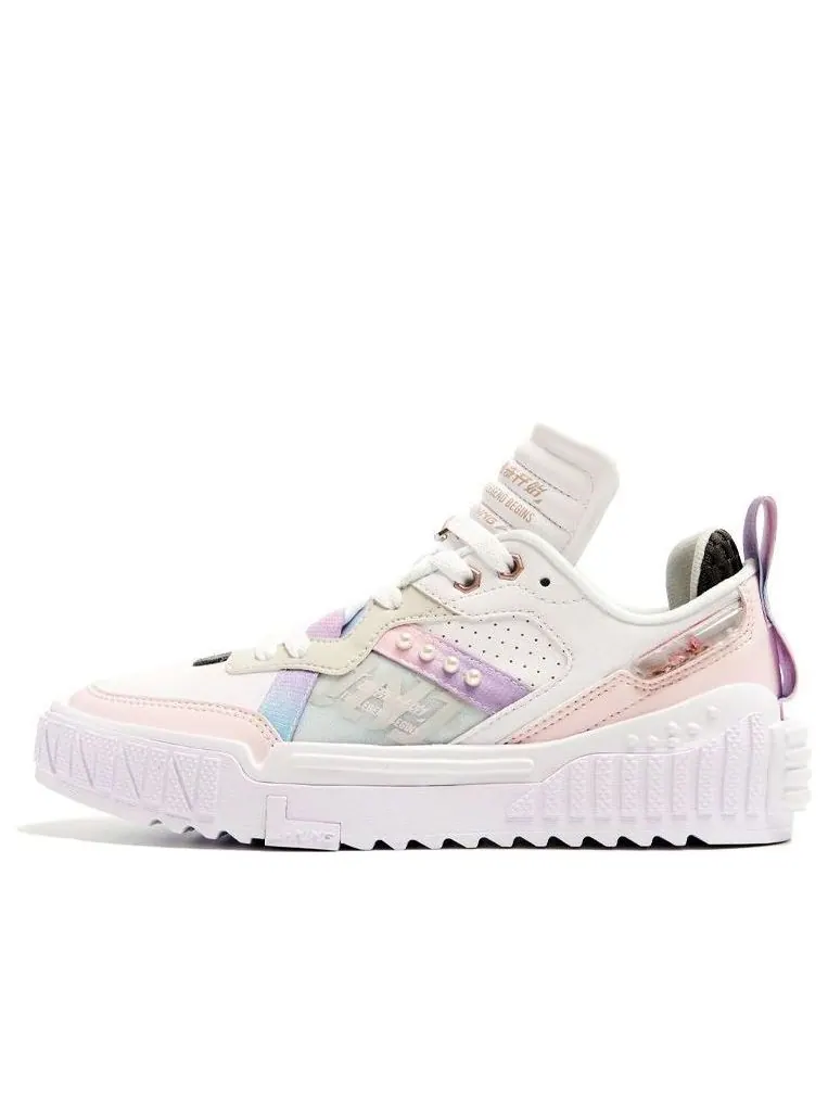 Кеды (WMNS) Li-Ning 001 Unblock Blossom 'White Light Grey' — изображение 1 из 4, розовый