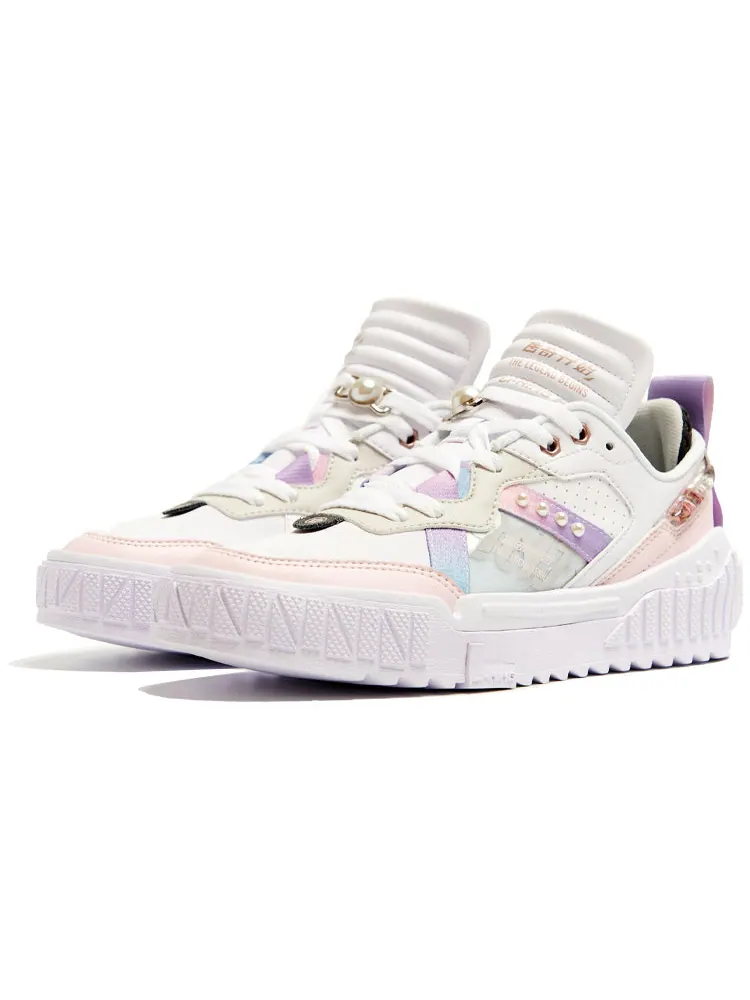 Кеды (WMNS) Li-Ning 001 Unblock Blossom 'White Light Grey' — изображение 2 из 4, розовый