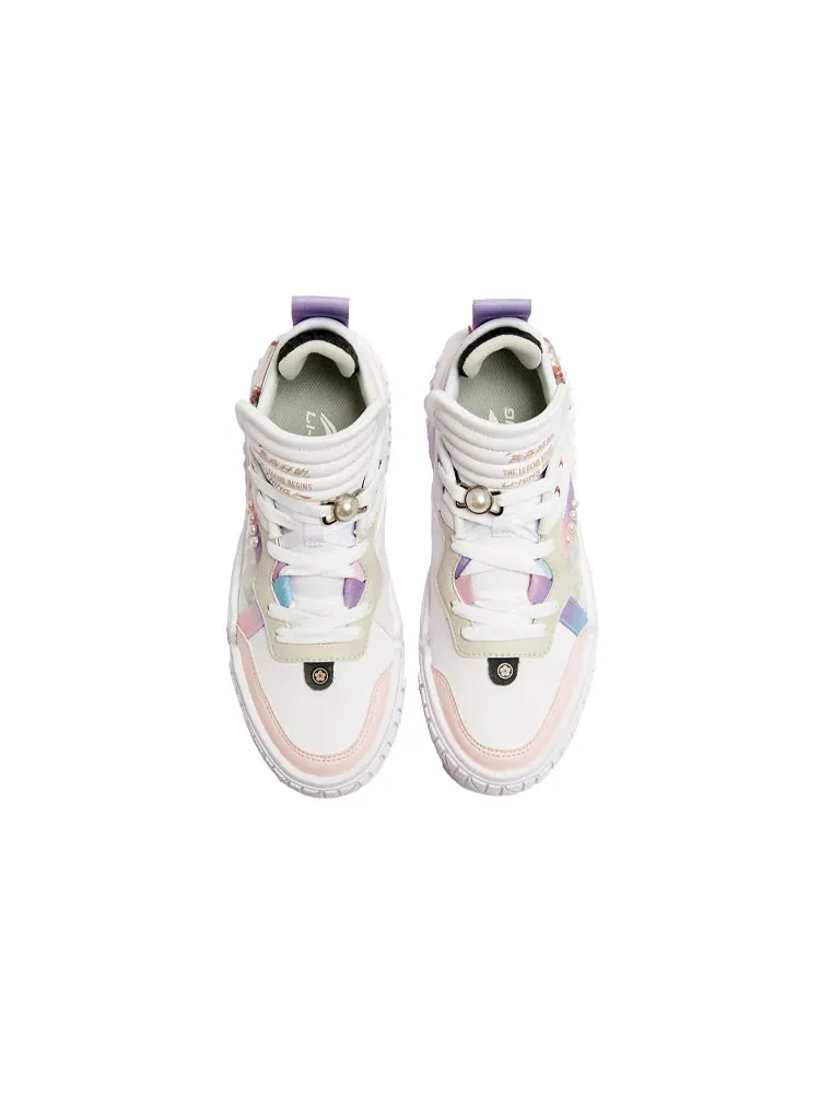 Кеды (WMNS) Li-Ning 001 Unblock Blossom 'White Light Grey' — изображение 3 из 4, розовый