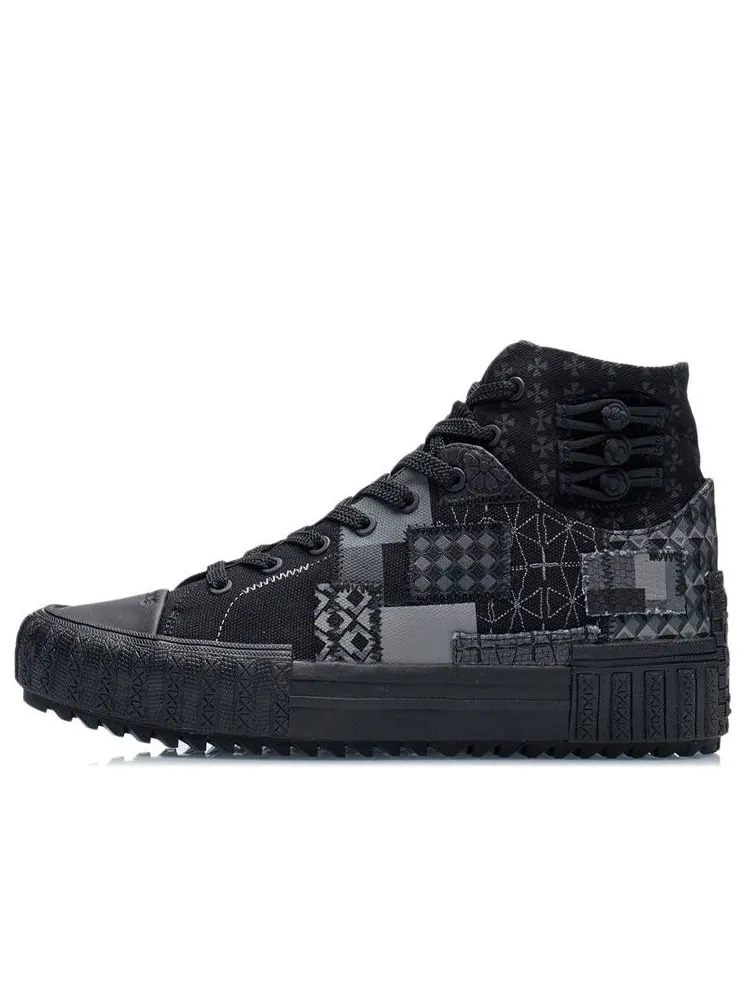 Кроссовки Li-Ning CF WuXing Canvas Hi Shoes 'Black' — изображение 1 из 3, черный/серый