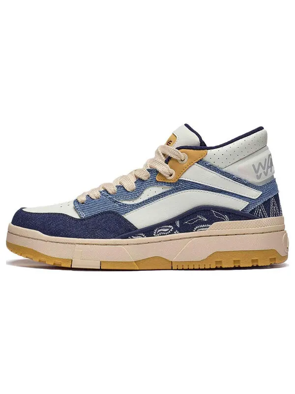 Кроссовки Wave Mid Classic скейтборд Li-Ning — изображение 2 из 4, синий/белый/бежевый