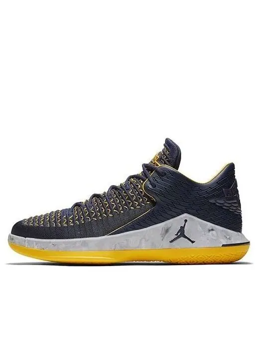 Кроссовки 32 низкие pf Air Jordan — изображение 1 из 4, темно-синий/желтый/серый