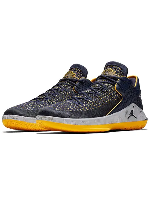 Кроссовки 32 низкие pf Air Jordan — изображение 2 из 4, темно-синий/желтый/серый