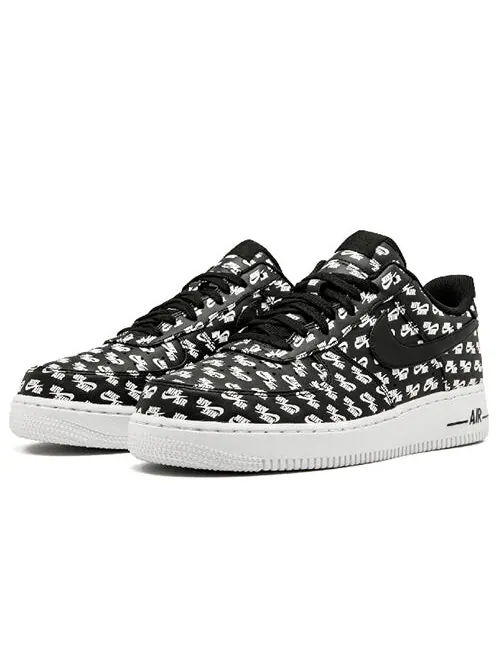 Кроссовки air force 1 low '07 qs 'all over logo black' Nike — изображение 2 из 4, черный/белый