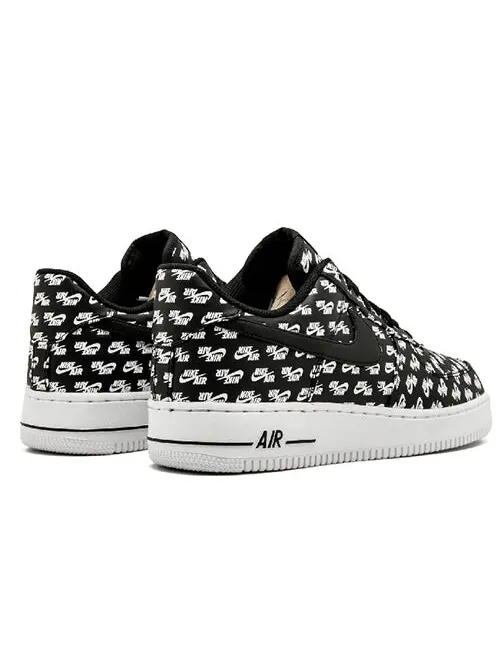 Кроссовки air force 1 low '07 qs 'all over logo black' Nike — изображение 3 из 4, черный/белый
