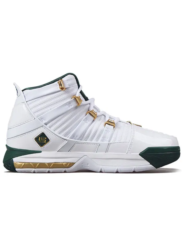 Кроссовки zoom lebron 3 qs 'svsm home' Nike — изображение 2 из 4, белый/зеленый