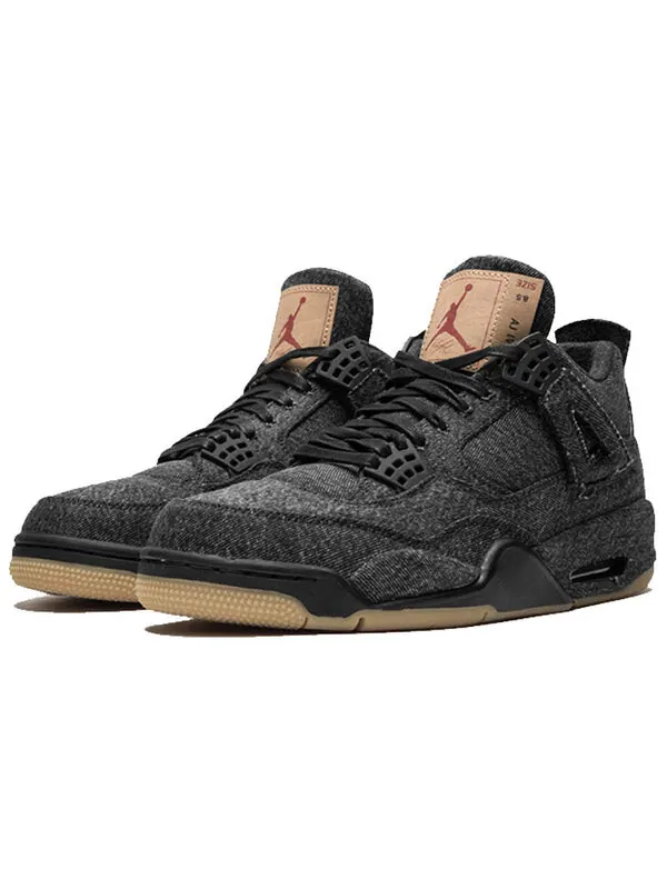 Кроссовки 4 retro x levi's 'black denim' Air Jordan — изображение 3 из 4, черный джинсовый синий