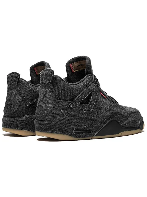 Кроссовки 4 retro x levi's 'black denim' Air Jordan — изображение 4 из 4, черный джинсовый синий