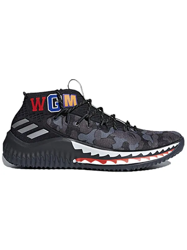 Кроссовки x a bathing ape dame 4 'black camo' Adidas — изображение 2 из 4, серебристый/черный