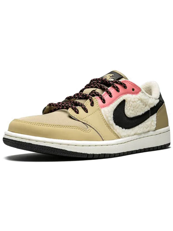 Кроссовки 1 ретро низкие флисовые Air Jordan — изображение 2 из 4, бежевый/черный