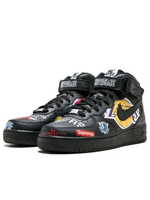 Кроссовки x supreme x nba air force 1 mid 07 'black' Nike — изображение 2 из 4, черный