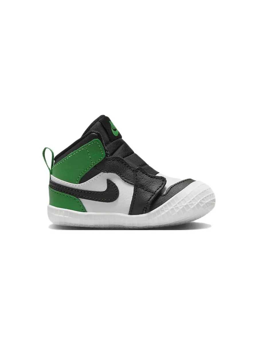 Кроссовки (TD) Air Jordan 1 Mid 'Black Lucky Green' — изображение 2 из 6, белый