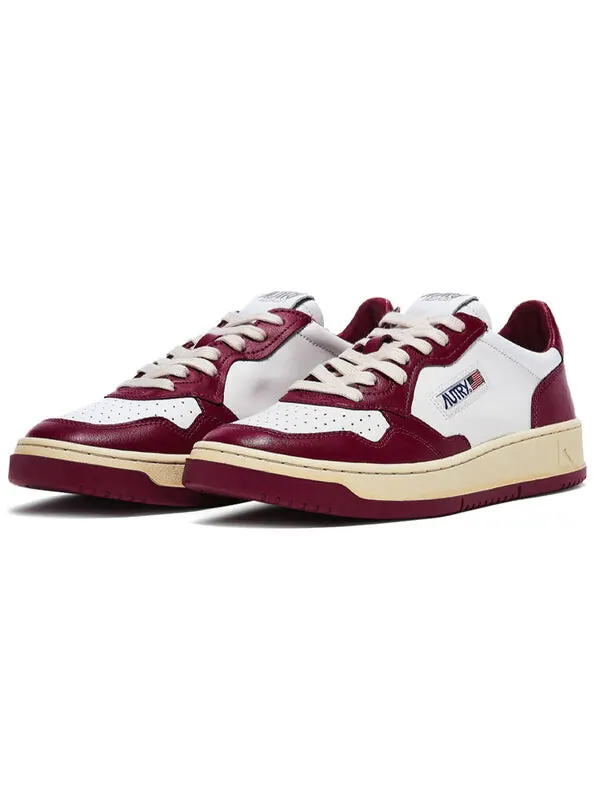 Кроссовки medalist low top bicolor 'white burgundy' Autry — изображение 2 из 4, белый/бордовый