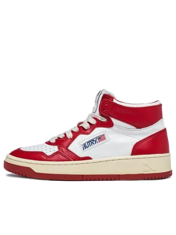 Кроссовки medalist mid leather sneakers two-toned 'white red' Autry — изображение 1 из 4, белый/красный