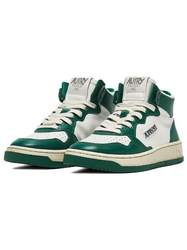 Кроссовки medalist mid leather sneakers two-toned 'white green' Autry — изображение 2 из 4, белый/зеленый