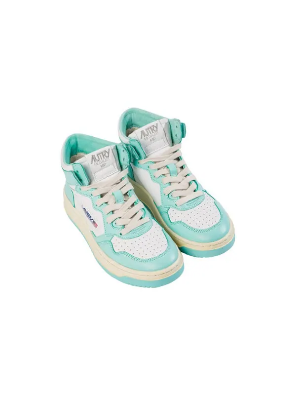 Кроссовки medalist mid leather sneakers two-toned 'white light teal' Autry — изображение 2 из 4, белый
