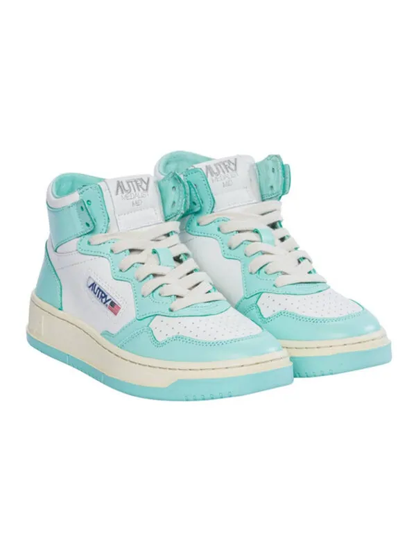 Кроссовки medalist mid leather sneakers two-toned 'white light teal' Autry — изображение 3 из 4, белый