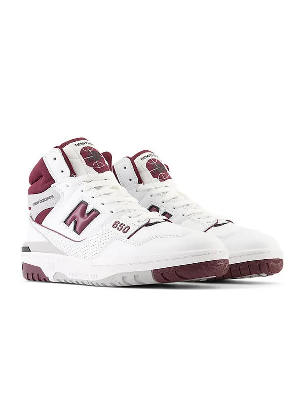 Кроссовки New Balance 650 'White Burgundy' — изображение 2 из 4, белый/бордовый