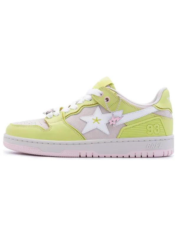 Кроссовки sk8 sta leather low 'yellow pink' A Bathing Ape — изображение 2 из 4, желтый/белый/розовый