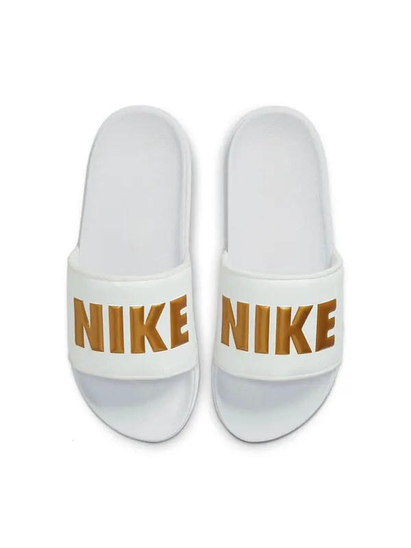 Тапочки offcourt slide 'white metallic gold' Nike — изображение 3 из 4, белый/золотистый