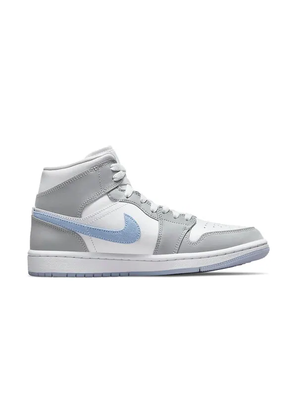 Кроссовки 1 mid 'wolf grey aluminum' Air Jordan — изображение 2 из 4, белый/серый/синий