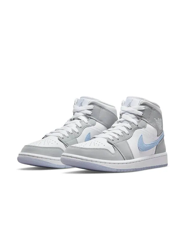 Кроссовки 1 mid 'wolf grey aluminum' Air Jordan — изображение 3 из 4, белый/серый/синий