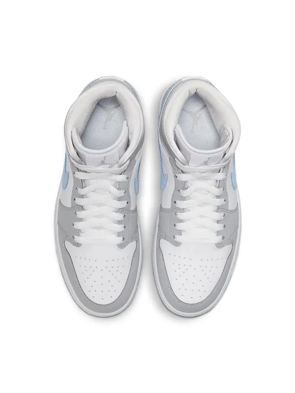 Кроссовки 1 mid 'wolf grey aluminum' Air Jordan — изображение 4 из 4, белый/серый/синий